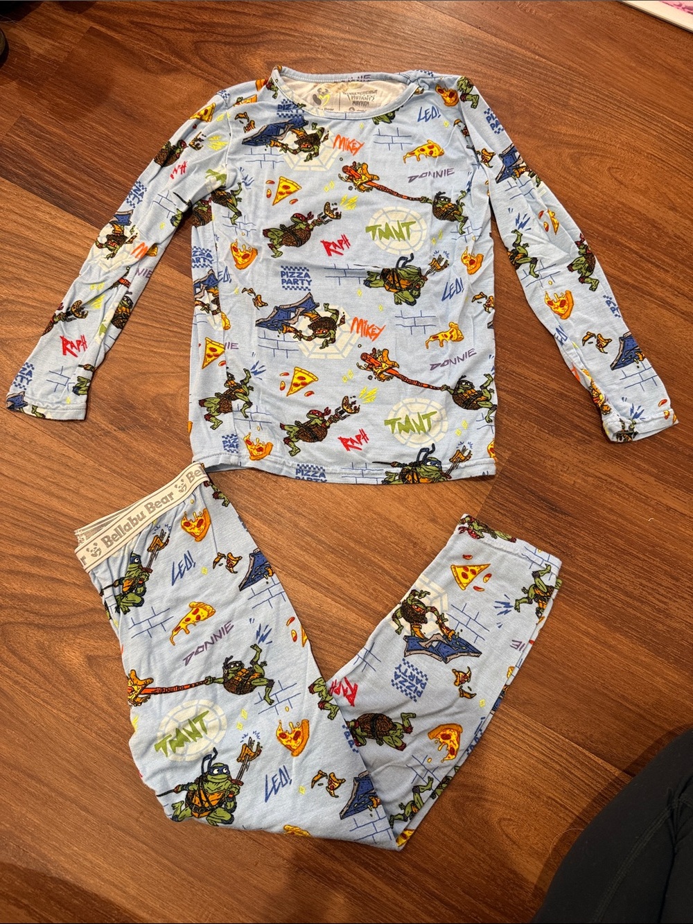 Light Blue Ninja Turtle Kids Pajama Set by Bellabu Bear